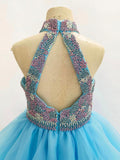 Little Girls Beauty Baby Blue Glitz Prom Couture - ToddlerPageantDress