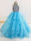 Little Girls Beauty Baby Blue Glitz Prom Couture - ToddlerPageantDress