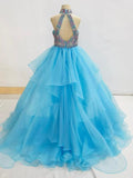Little Girls Beauty Baby Blue Glitz Prom Couture - ToddlerPageantDress