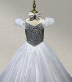 Little Girls Best Beauty White Gorgeous Evening Dress - ToddlerPageantDress