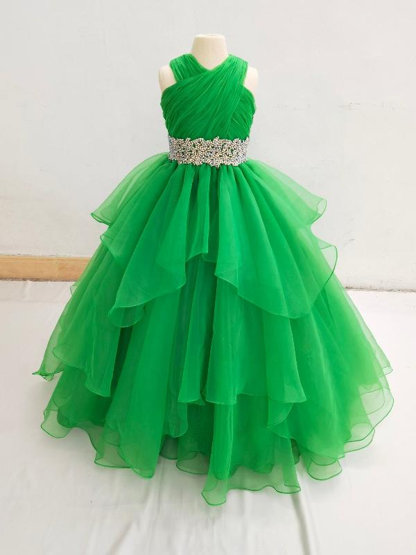 Little Girls Elegant Prom Couture with Glitz Belt - ToddlerPageantDress