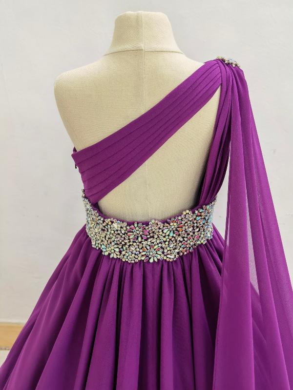 Little Girls Elegant Purple Long Prom Gown - ToddlerPageantDress