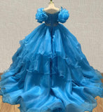 Little Girls Glitz Evening Gown With Layered Skirt - ToddlerPageantDress