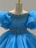 Little Girls Glitz Evening Gown With Layered Skirt - ToddlerPageantDress