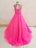 Little Girls Glitz Long Fuchsia Pagant Dress - ToddlerPageantDress