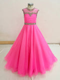 Little Girls Glitz Long Fuchsia Pagant Dress - ToddlerPageantDress