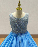 Little Girls Glitz Long Pageant Dress with Long Train - ToddlerPageantDress