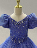 Little Girls Gorgeous V Neck Multilayer Pageant Gown - ToddlerPageantDress