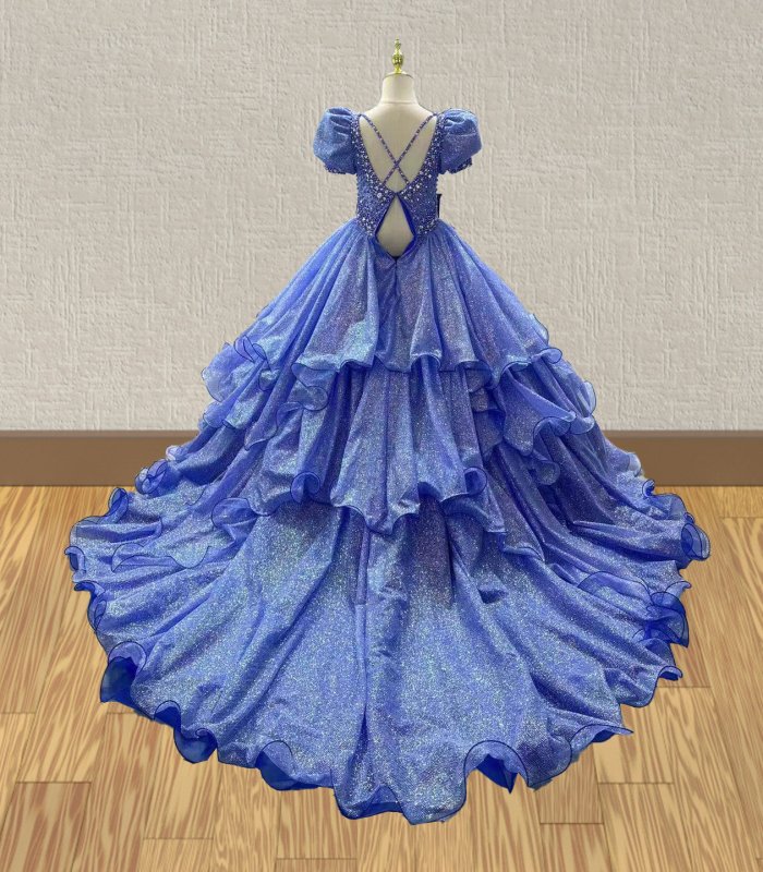 Little Girls Gorgeous V Neck Multilayer Pageant Gown - ToddlerPageantDress