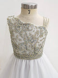 Little Girls White Evening Gown with Glitz Beaded Bodice - ToddlerPageantDress