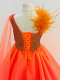 Miss Teens Gorgeous Sparkly Evening Gown with Feather - ToddlerPageantDress