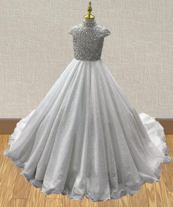 Miss Teens White Prom Couture with Glitz Beaded Bodice - ToddlerPageantDress