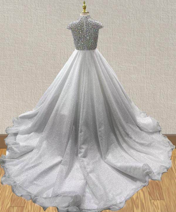 Miss Teens White Prom Couture with Glitz Beaded Bodice - ToddlerPageantDress