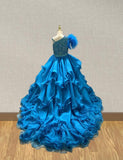 Miss Unirerse Stunning Ball Gown with Feather - ToddlerPageantDress