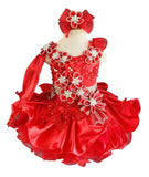One Shoulder Little Girl/Child/Infant/Toddler Red Cupcake Pagaent dress - ToddlerPageantDress