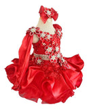 One Shoulder Little Girl/Child/Infant/Toddler Red Cupcake Pagaent dress - ToddlerPageantDress