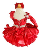 One Shoulder Little Girl/Child/Infant/Toddler Red Cupcake Pagaent dress - ToddlerPageantDress