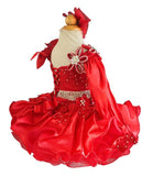 One Shoulder Little Girl/Child/Infant/Toddler Red Cupcake Pagaent dress - ToddlerPageantDress