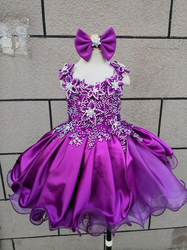 Jennifer Wu Little Girl/Baby Girl/Infant Baby Doll Pageant Dress with hair bow