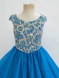Sparkly Beaded Bodice Little Child Long Pageant Gown - ToddlerPageantDress