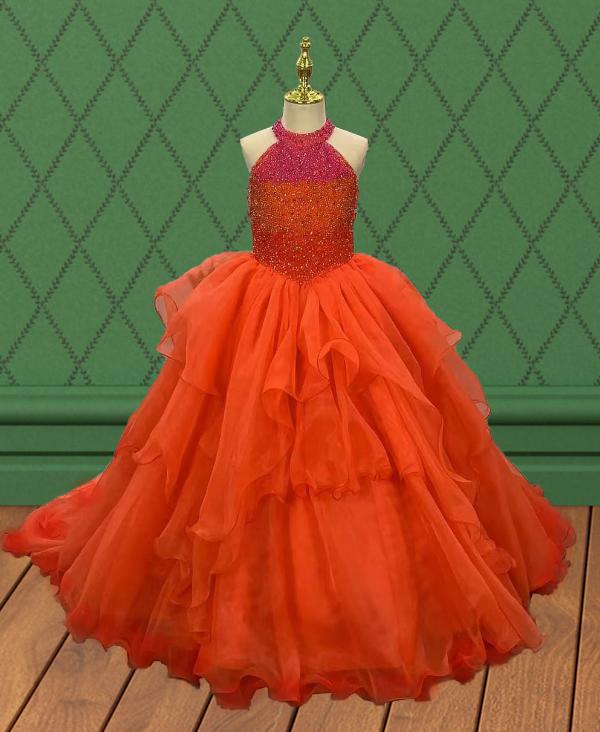 Sparkly Beaded Bodice Little Child Stunning Evening Gown - ToddlerPageantDress