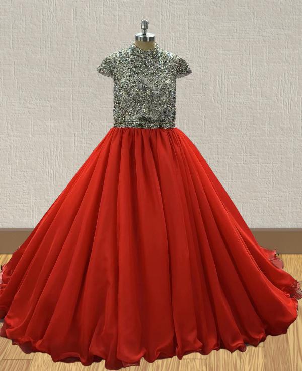 Sparkly Beaded Bodice Little Girls Prom Pageant Couture - ToddlerPageantDress