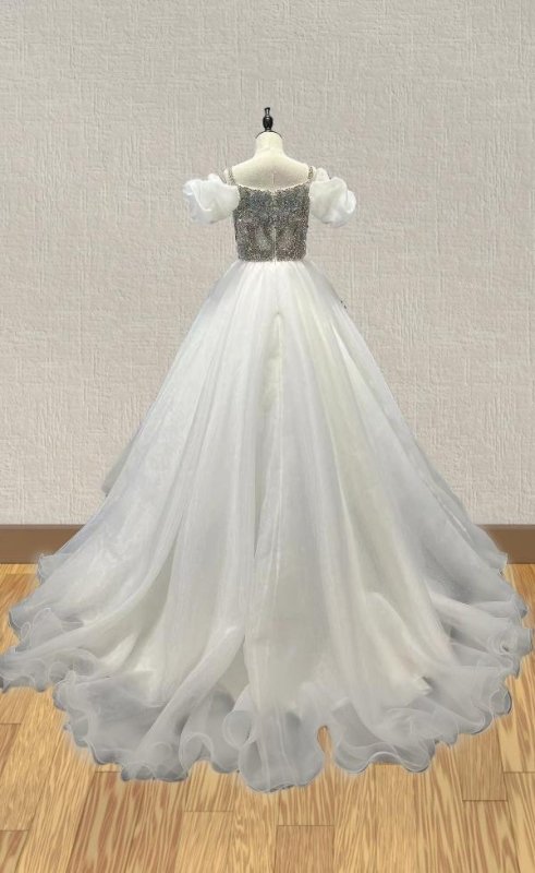 Sparkly Beaded Bodice Teens White Beauty Prom Gown - ToddlerPageantDress