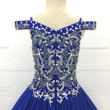 Stunning Cap Sleeve Tween Sparly Royal Pageant Gowns - ToddlerPageantDress