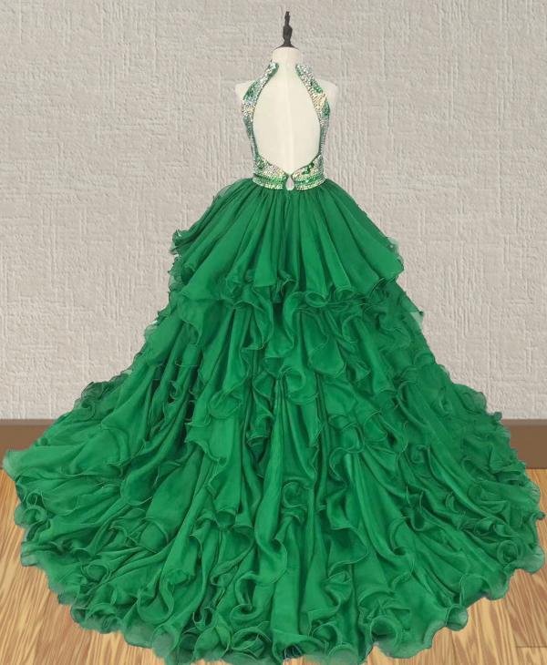 Stunning Halter Beaded Bodice Preteens Evening Gown - ToddlerPageantDress
