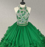 Stunning Halter Beaded Bodice Preteens Evening Gown - ToddlerPageantDress