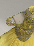 Stunning Little Girls Yellow Pageantt Dress with Exquistie Bodice - ToddlerPageantDress