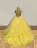 Stunning Little Girls Yellow Pageantt Dress with Exquistie Bodice - ToddlerPageantDress