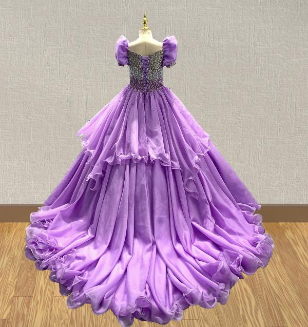 Stunning Purple Prom Couture With Sparkly Beaded Bodice - ToddlerPageantDress