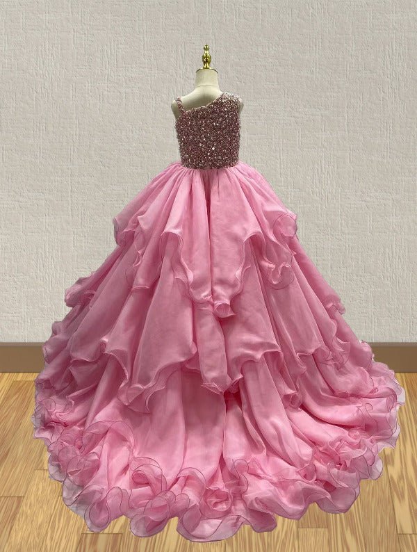 Teenage Girls Stunning Pink Ball Gown with Glitz Bodice - ToddlerPageantDress