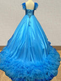 Young Gilrs Sparkly Pageant Dress With Feather - ToddlerPageantDress