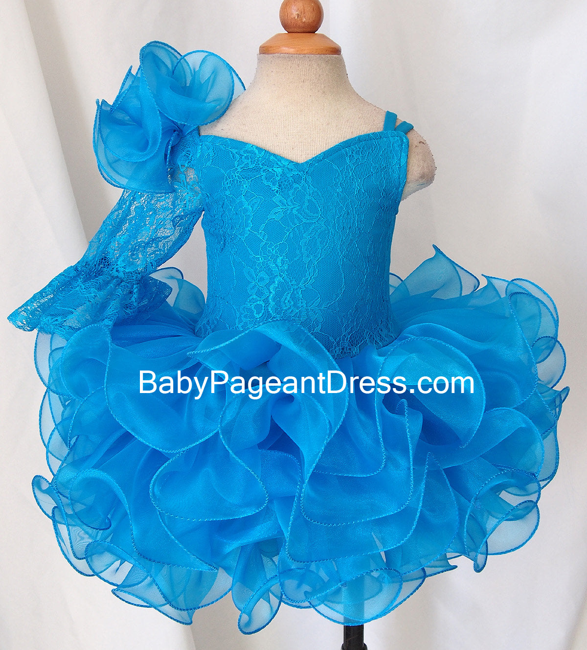 Jennifer Wu One Shoulder Lace Little Baby Cupcake Natural Pageant Dress - ToddlerPageantDress