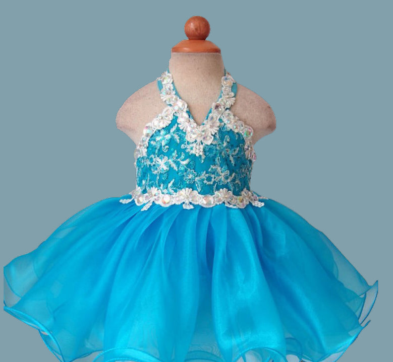 Glitz Beaded Bodice Toddler Baby Doll Pageant Dress 1~4T - ToddlerPageantDress