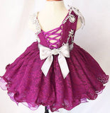 One Shoulder Lace and Beaded Baby Girl Pageant Dress - ToddlerPageantDress