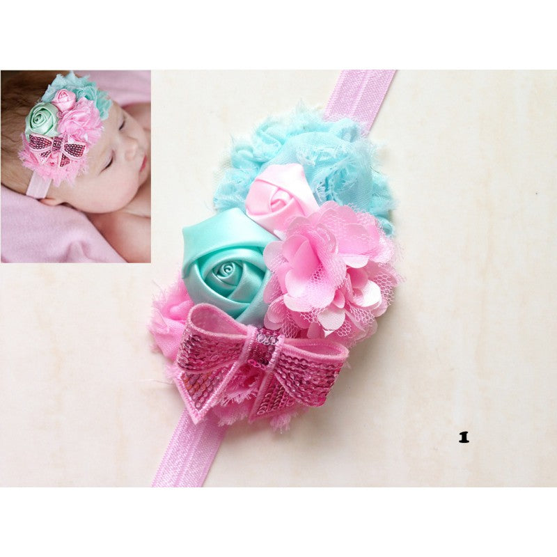 Girl Baby Kids Toddler Infant Flower Rhinestone multicolor Headband Hair Accessories Band 001 - ToddlerPageantDress