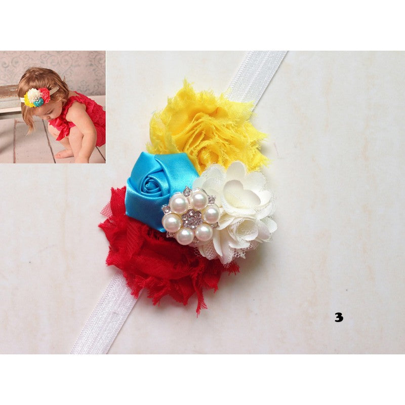 Girl Baby Kids Toddler Infant Flower Rhinestone multicolor Headband Hair Accessories Band 007 - ToddlerPageantDress