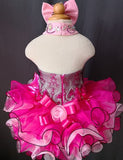 Halter Beaded Bodice Baby Girl Glitz Pageant Dress with Hair bow - ToddlerPageantDress