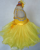 Custom Made Baby Girls' Yellow Baby Doll Pageant Dress With Hair Bow - ToddlerPageantDress