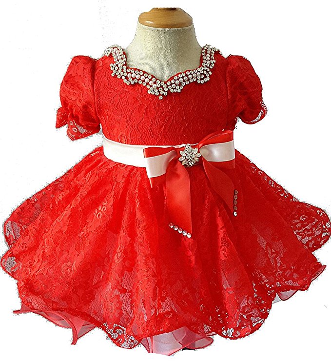 Red Lace Baby doll Child's Pageant Dress For Pageant Mom's Baby - ToddlerPageantDress