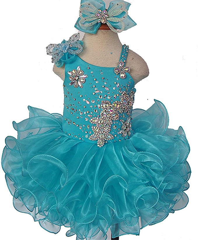 Elegant Toddler/Little Girl/Baby Miss/Infant Cupcake Pageant Dress With Hair bow - ToddlerPageantDress