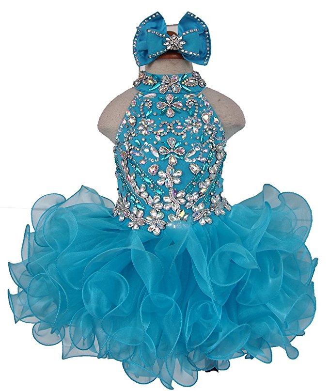 Little Princess/Baby/ Child Glitz Cupcake Pageant Dress with Hair Bow - ToddlerPageantDress