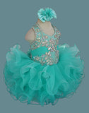 Mint Beaded Bodice Infant Glitz Cupcake Pageant Dress with Hair Bow - ToddlerPageantDress