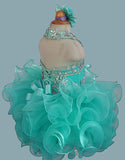 Mint Beaded Bodice Infant Glitz Cupcake Pageant Dress with Hair Bow - ToddlerPageantDress