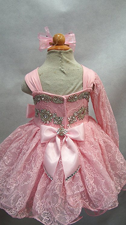 Stunning One Sleeve Child's Baby Doll Pageant Dress With Hair bow 1~4T - ToddlerPageantDress