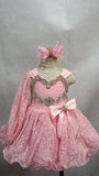 Stunning One Sleeve Child's Baby Doll Pageant Dress With Hair bow 1~4T - ToddlerPageantDress