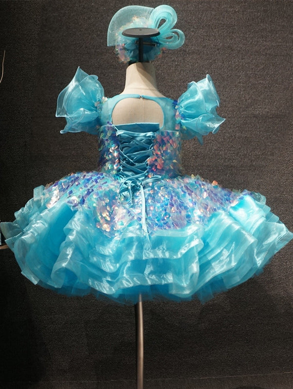 Glitz Beaded Bodice Baby Girl Pageant Dress with Hair bow